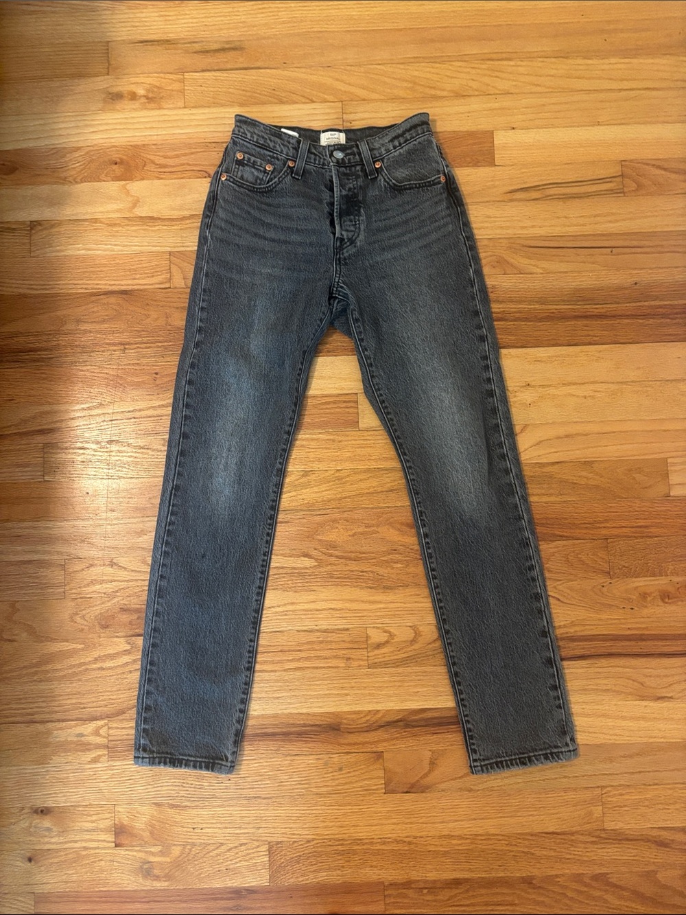Levi’s 501 Slim Straight Jeans - Washed Black size 23 original hem